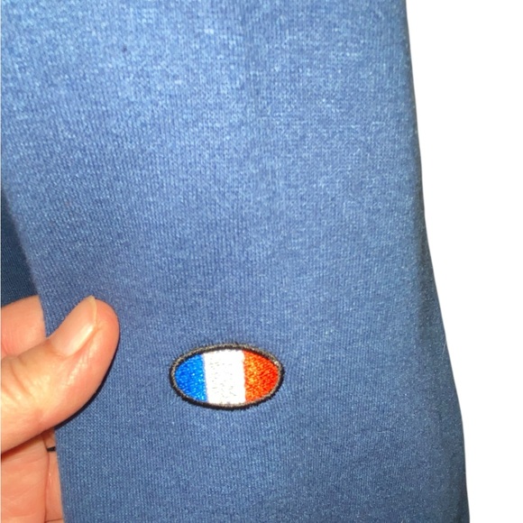 Paris Université Blue Embroidered Graphic Hoodie Streetwear loungewear sporty - Picture 6 of 10